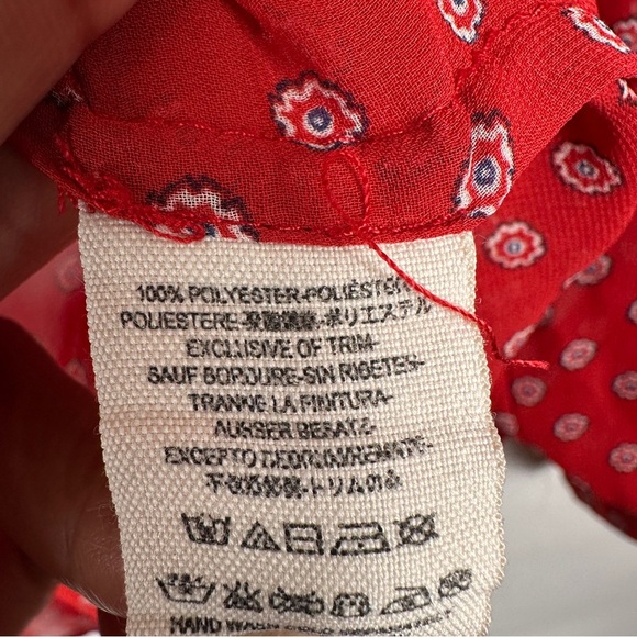 Free People FP Easy Rider Anthropologie Red Paisley Bandana Sheer Blouse Top - Picture 12 of 12